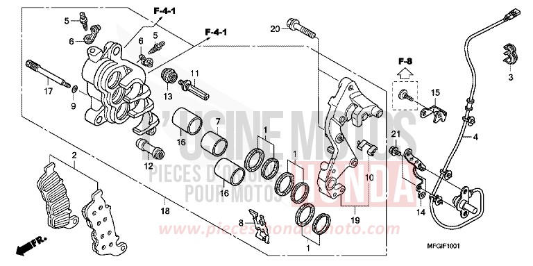 MACHOIRE DE FREIN AVANT D. (CB600FA/FA3) de Hornet ABS QUASAR SILVER METALLIC (NHA48) de 2010